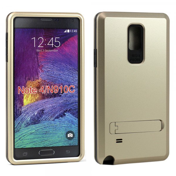 Wholesale Samsung Galaxy Note 4 Strong Armor Hybrid with Stand (Champagne Gold)